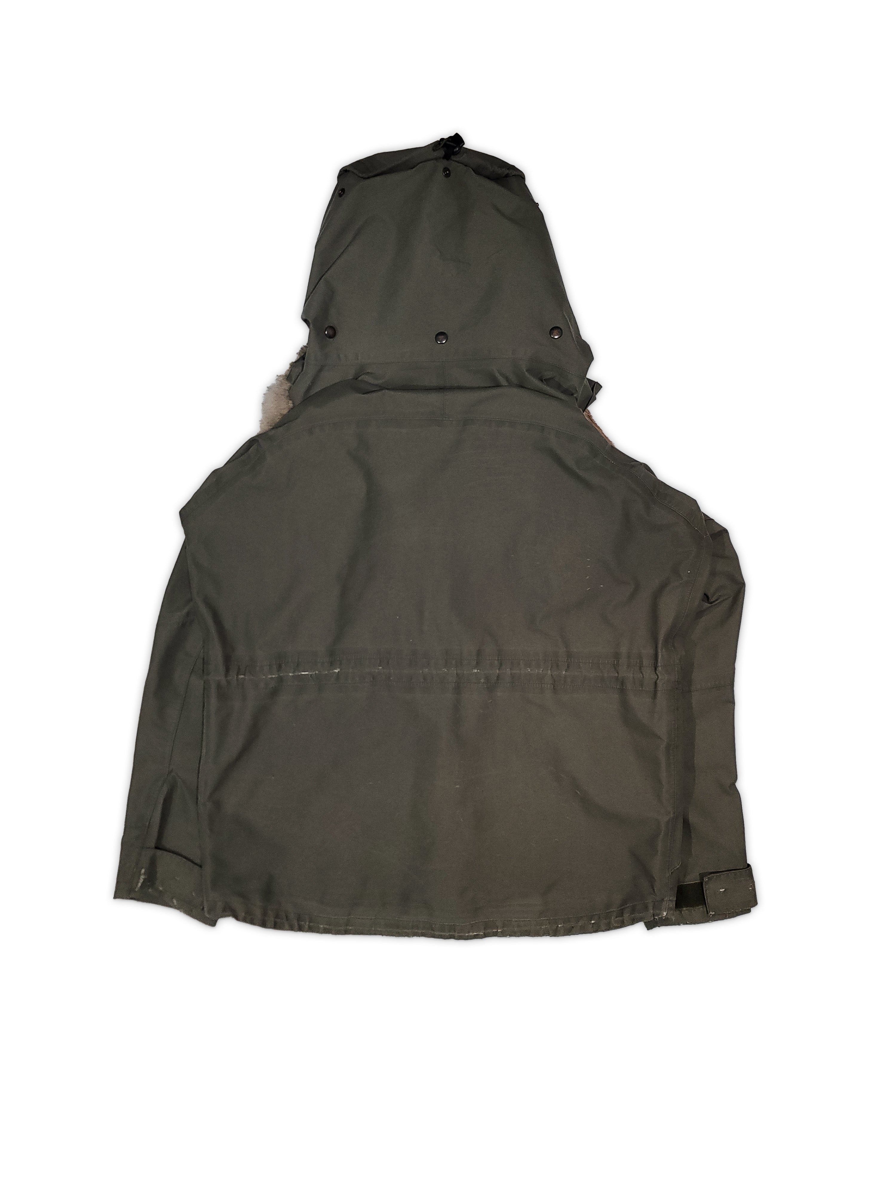Green hooded jacket on a white background