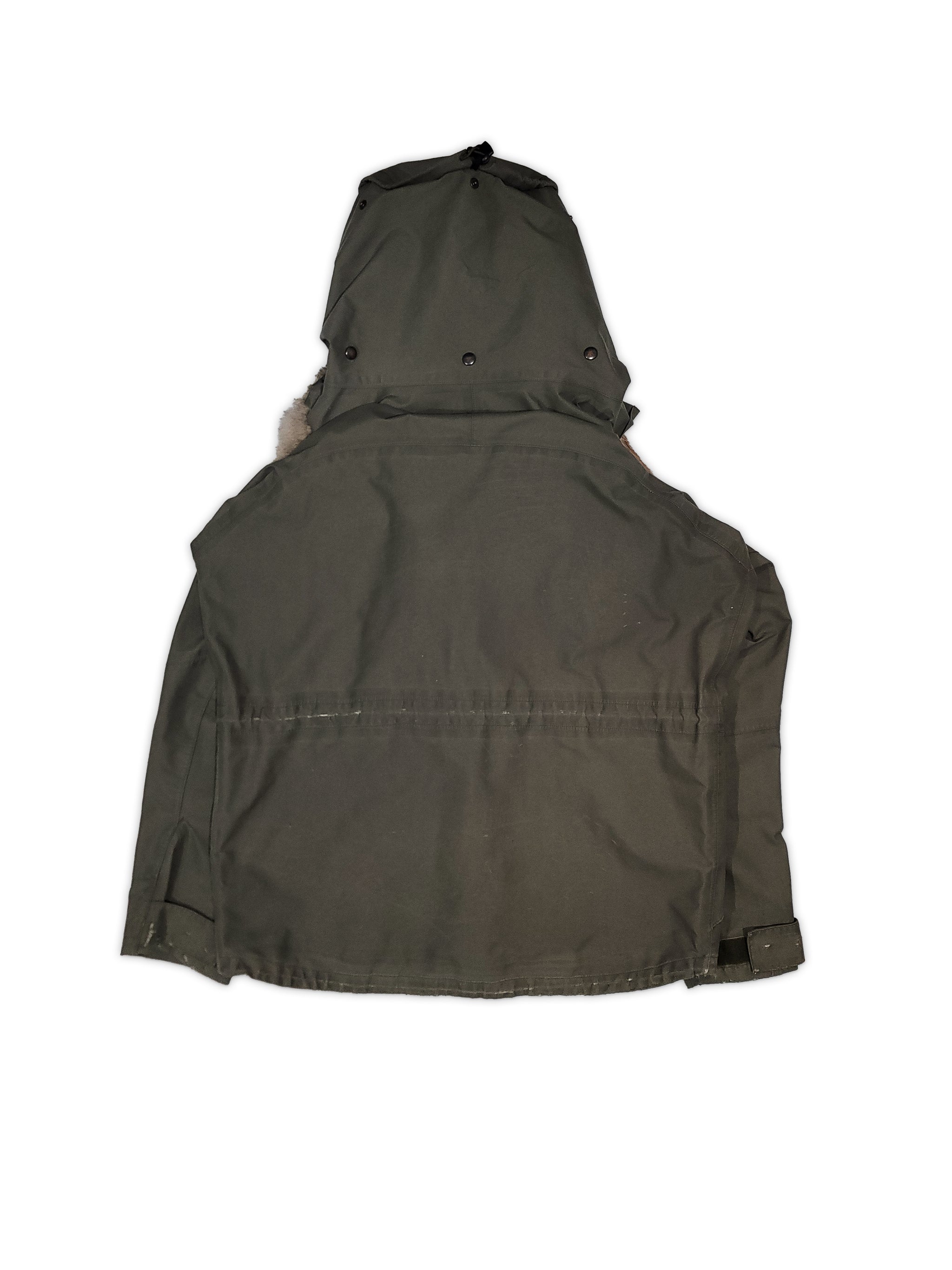 Green hooded jacket on a white background